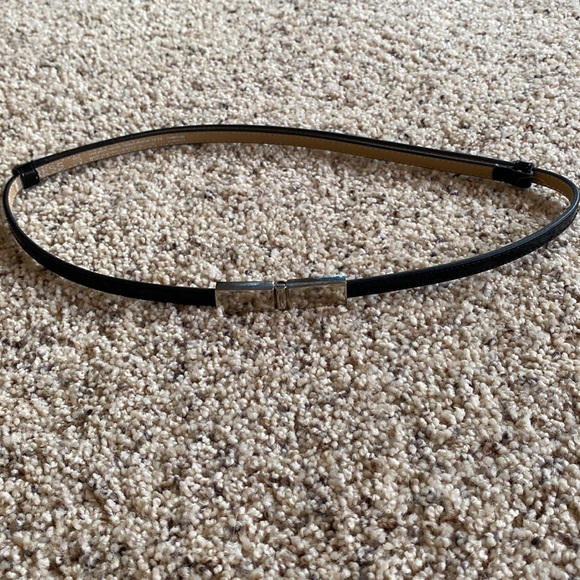 Express Accessories - Express Black and Silver Skinny Belt M/L